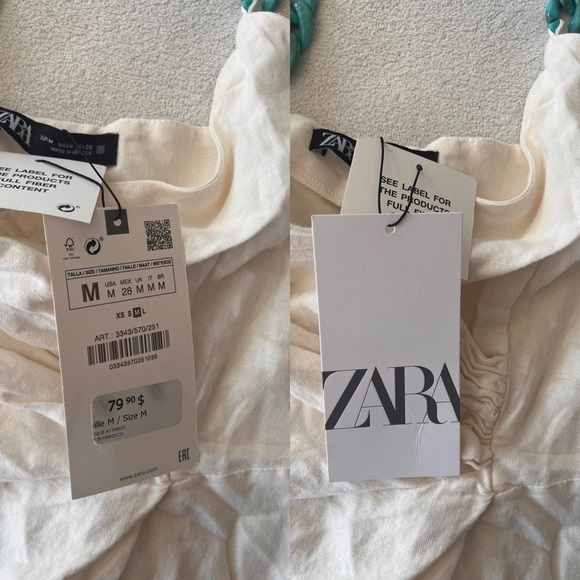NWT Zara Linen Blend Jumpsuit with Chain Straps M Oyster White - Picture 8 of 15